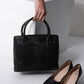 Jiha Black Croc Pattern Satchel Handbag / Sling Bag