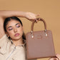 Jiha Faux Leather Brown Box Satchel Hand Bag / Sling Bag