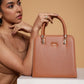 Jiha Faux Leather Tan Box Satchel Hand Bag / Sling Bag