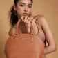 Jiha Faux Leather Tan Satchel HandBag / Slingbag