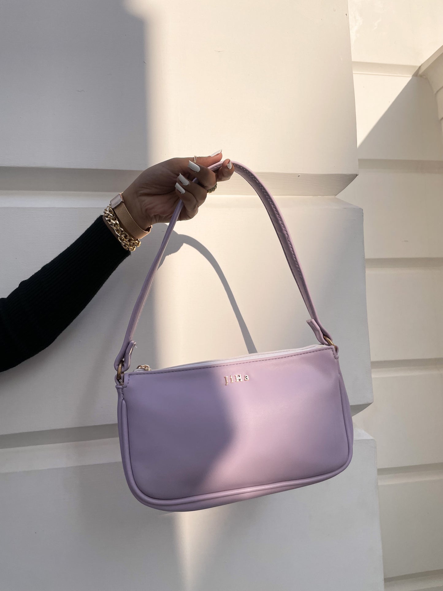 Lilac Basic Baguette Shoulder Bag