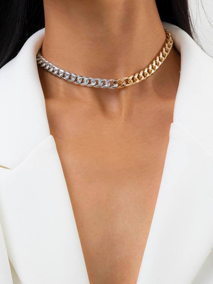 Two Tone Chunky chain necklace