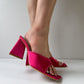 Hot Pink Satin Trending Triangle  Mule Heels