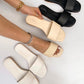 White Strap Basic Flats Sandals