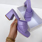 Lilac Quilted Strap Platform Heel Sandals