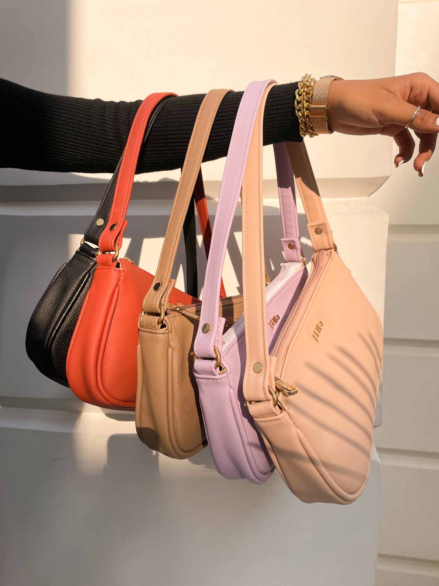 Tan Basic Baguette Shoulder Bag