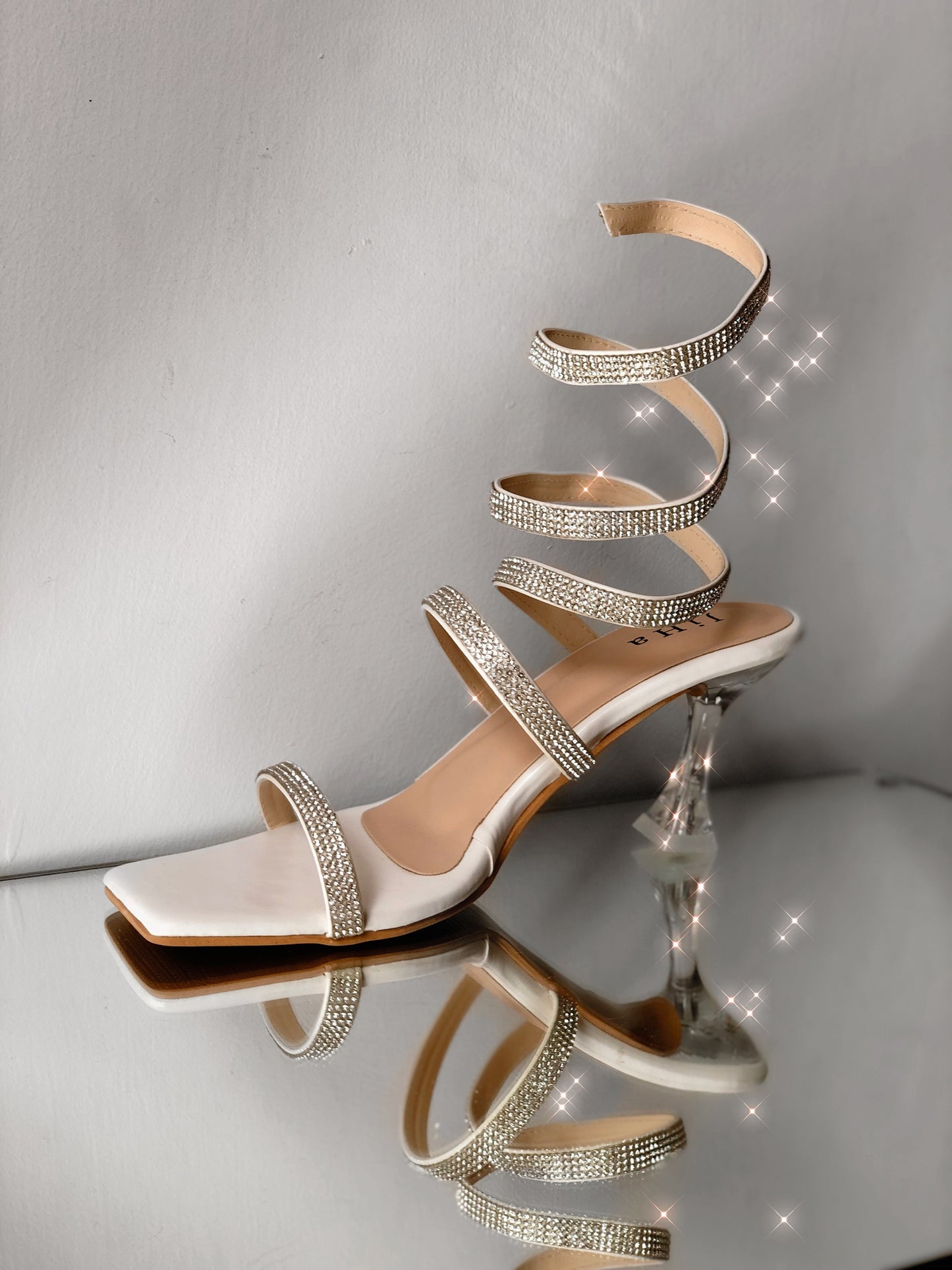 White Melisa Spiral Heeled Sandals