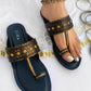 Black Gold Stone Kohlapuri Chappal