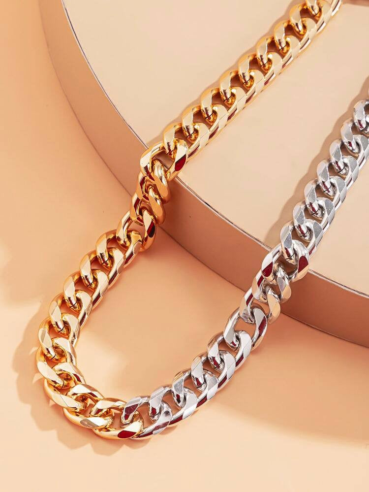 Two Tone Chunky chain necklace