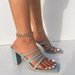 Blue One toe Ring Heels Mule Sandals