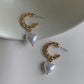 Pearl Heart Gold Hoop earrings