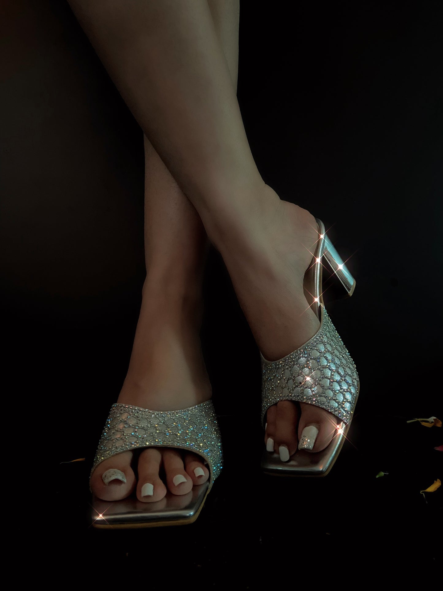 Silver Patterned Block Party Heels