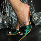 Emerald Green Satin Cindy Rhinestone Heels