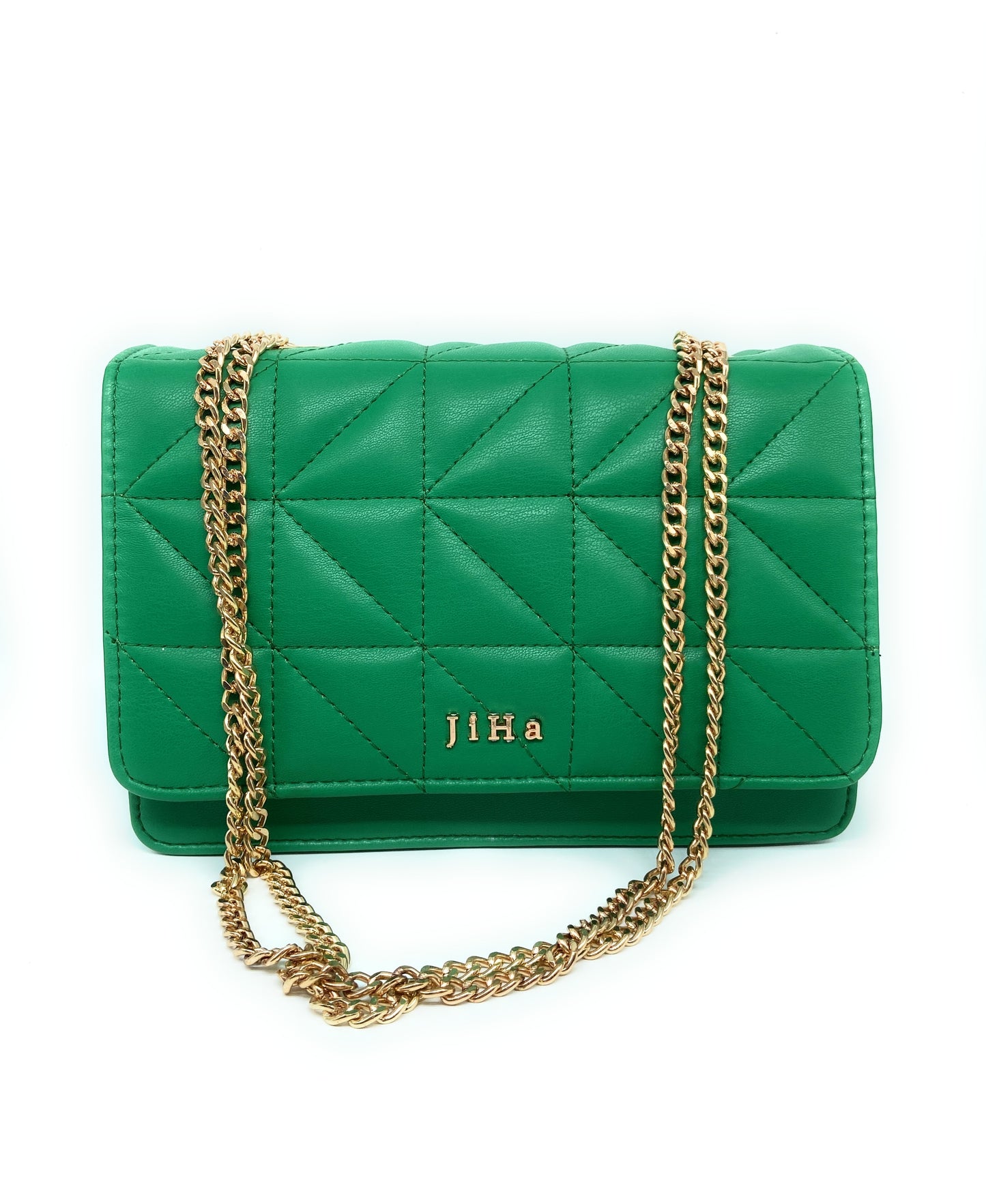 Green Quilted Convertible Shoulder Bag