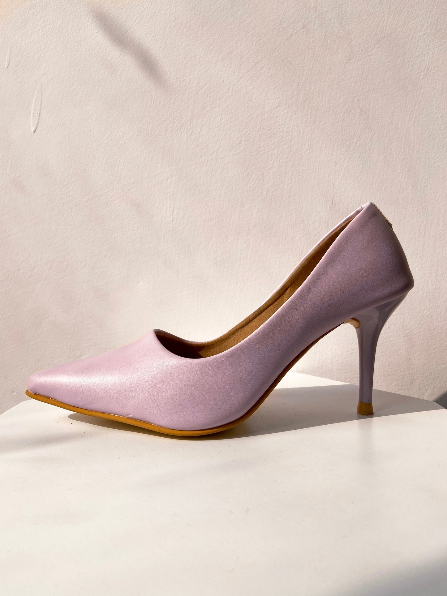 Lilac Solid Pencil Pumps Heels