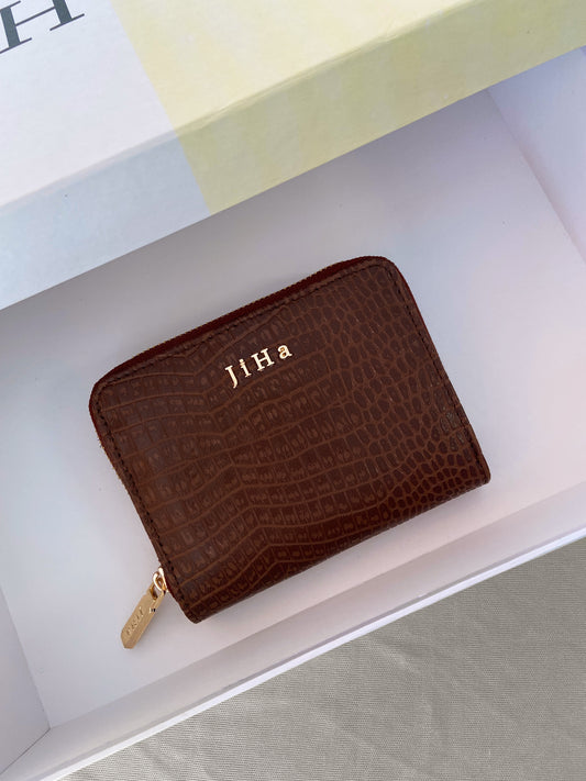 Jiha Brown Croc Pattern Premium Wallet