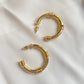 Minimalist Straw Gold Hoop Earrings