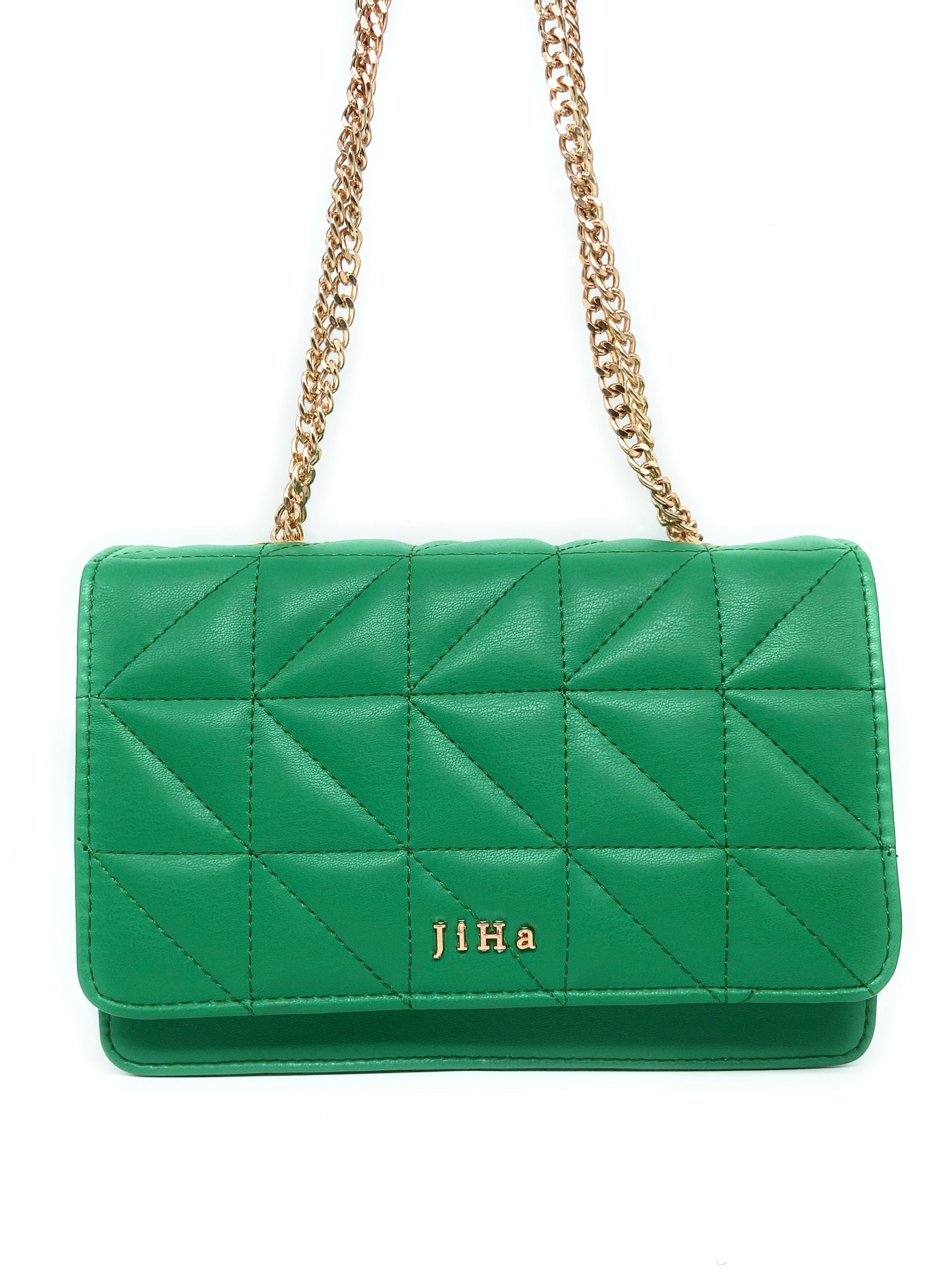 Green Quilted Convertible Shoulder Bag