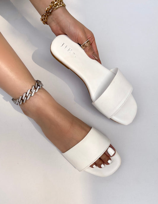 White Strap Basic Flats Sandals