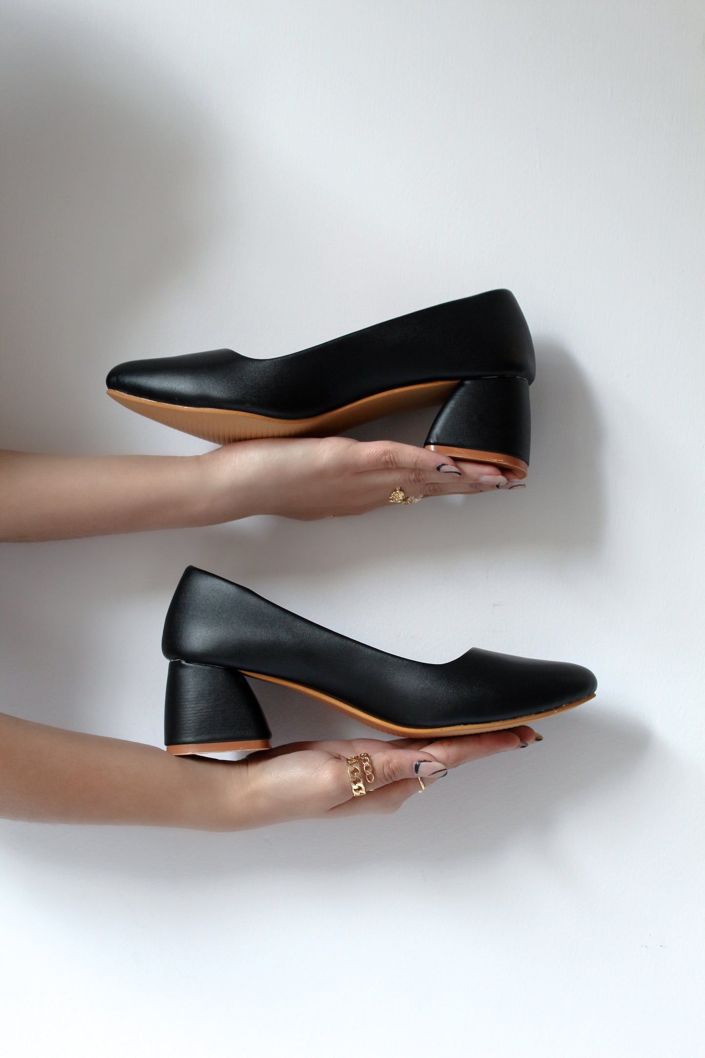 office Black Block Pump Heels